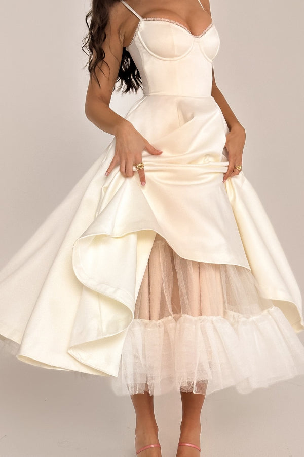 Lorraine® | Strapless V-neck sleeveless tutu maxi dress