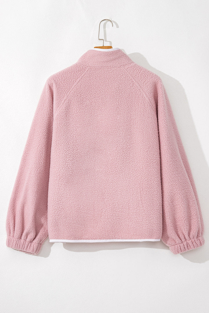 Natalia | Long-sleeved sweatshirt with a half-length snap fastening and side slit pockets