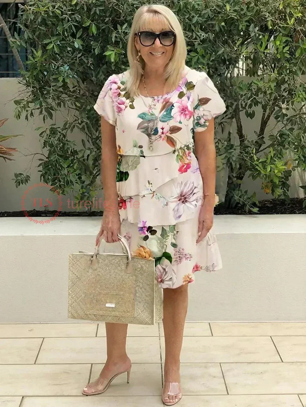 Paulina® | Pleated Floral Print Ruched Dress