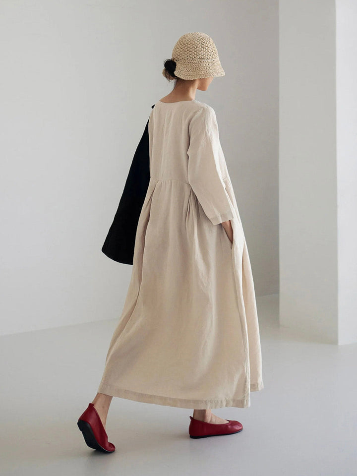 Isabel® | Loose linen dresses with side pockets