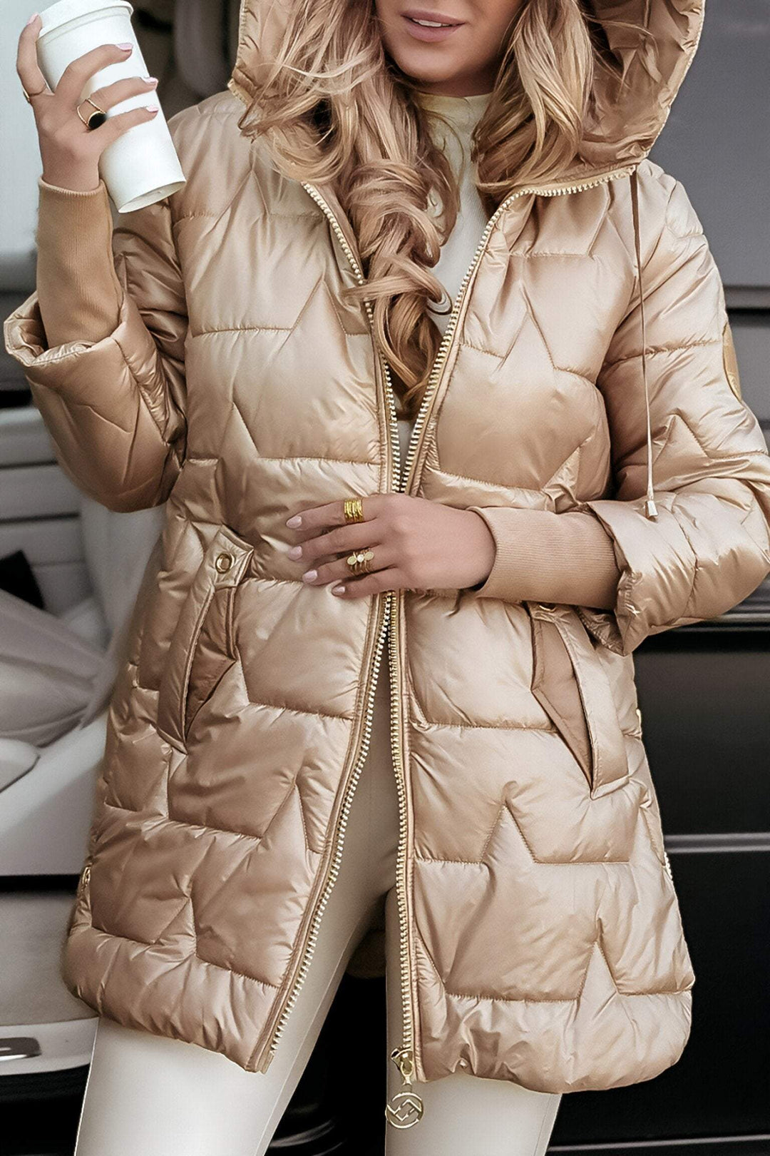 Linda | Long sleeve coat with hood