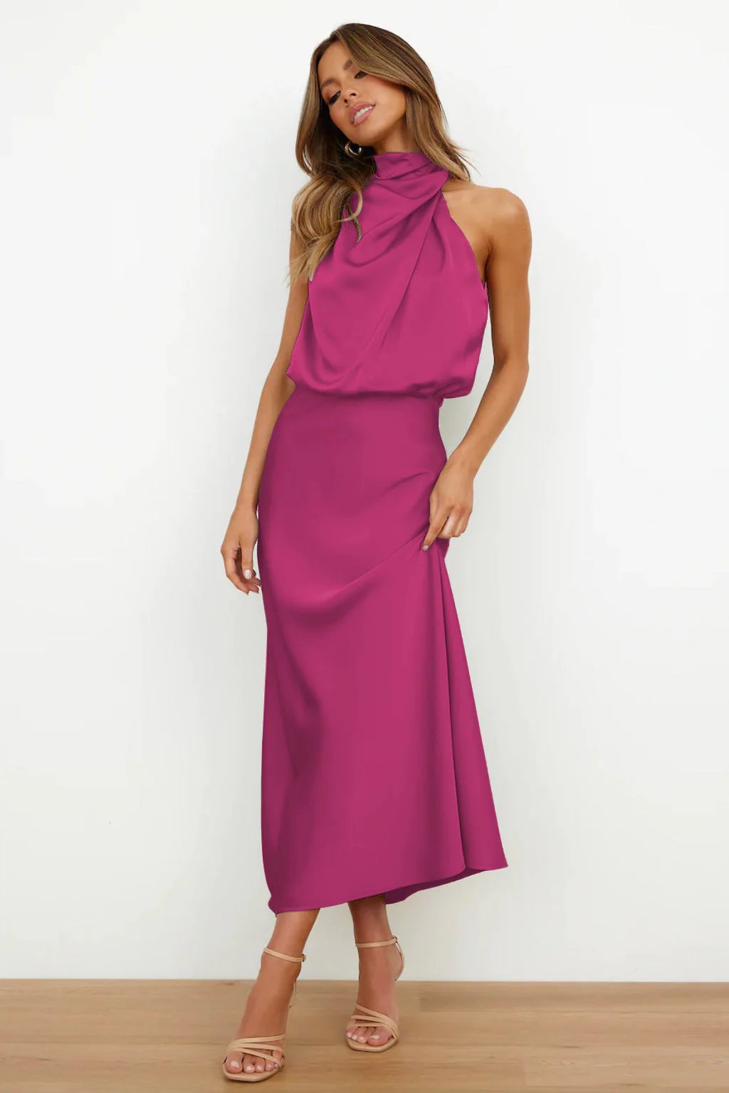 Cora™ | High Neck Draped Wedding Guest Dress