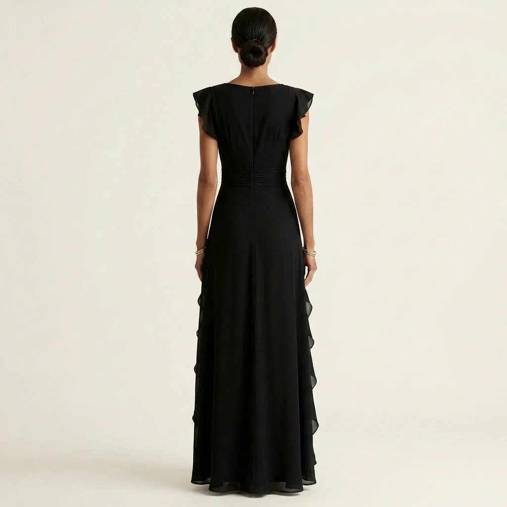 Victoria™ | Wrap V-Neck Flutter Sleeve Ruffle Maxi Dress