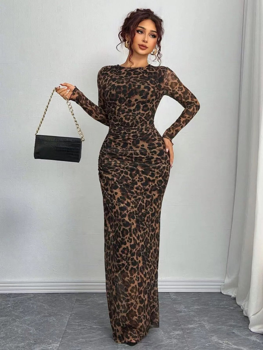 Luna™ | Bodycon Round Neck Long Sleeve Maxi Dress