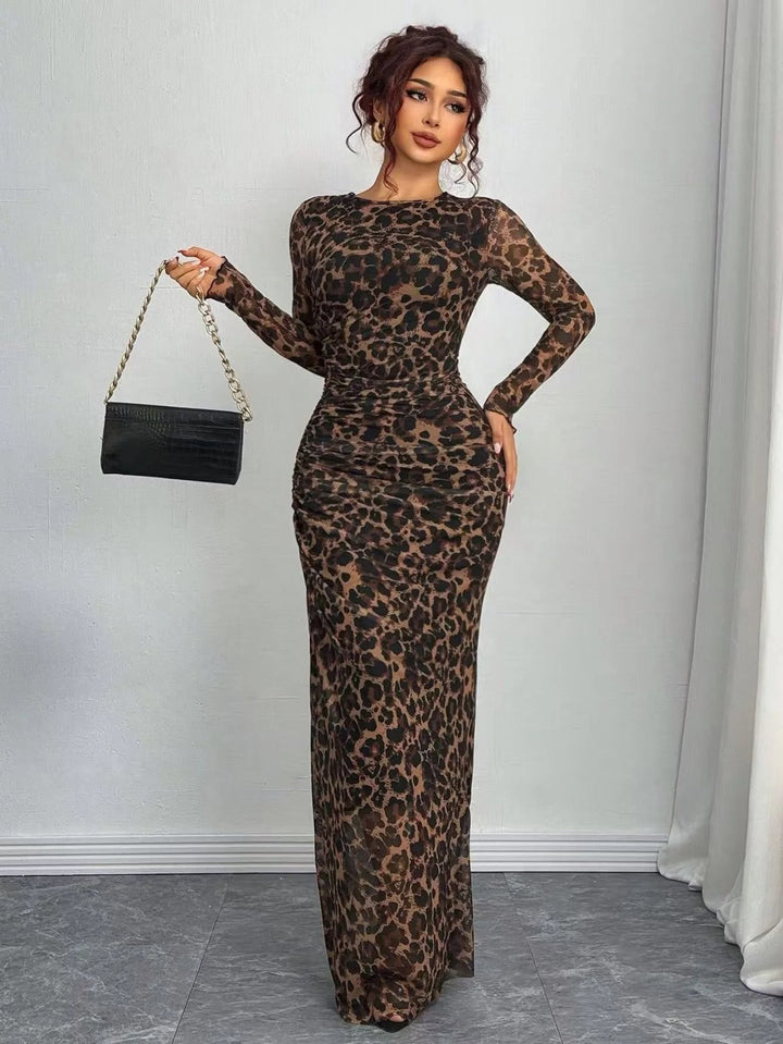 Luna™ | Bodycon Round Neck Long Sleeve Maxi Dress