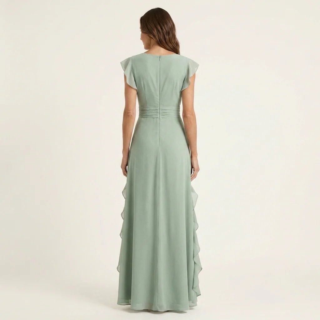 Victoria™ | Wrap V-Neck Flutter Sleeve Ruffle Maxi Dress