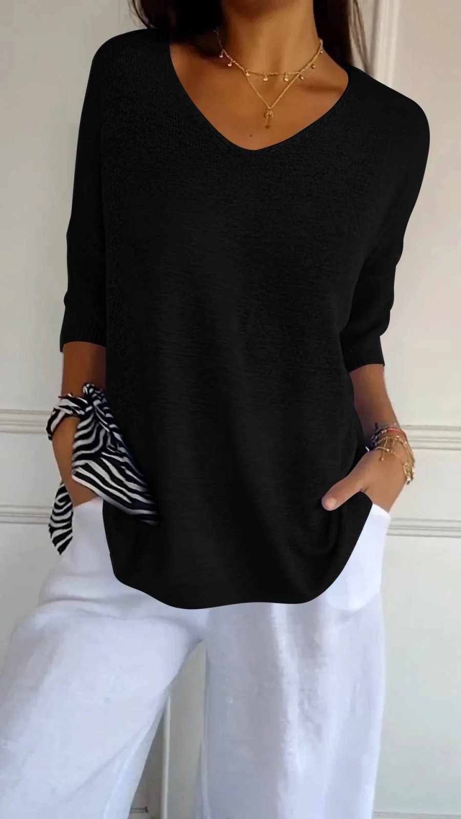 Sofia™ | V-Neck Knit Pullover Top