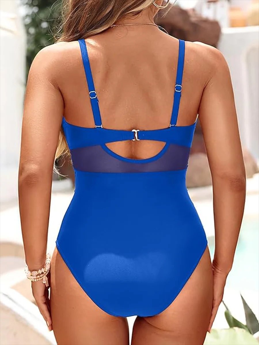Arya™ | Sheer Panel Cross Front One Piece Swimsuit