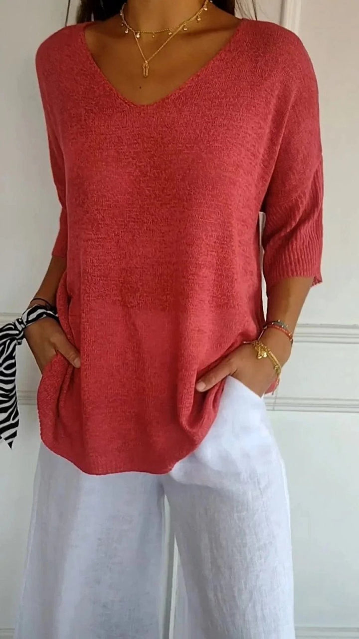Sofia™ | V-Neck Knit Pullover Top