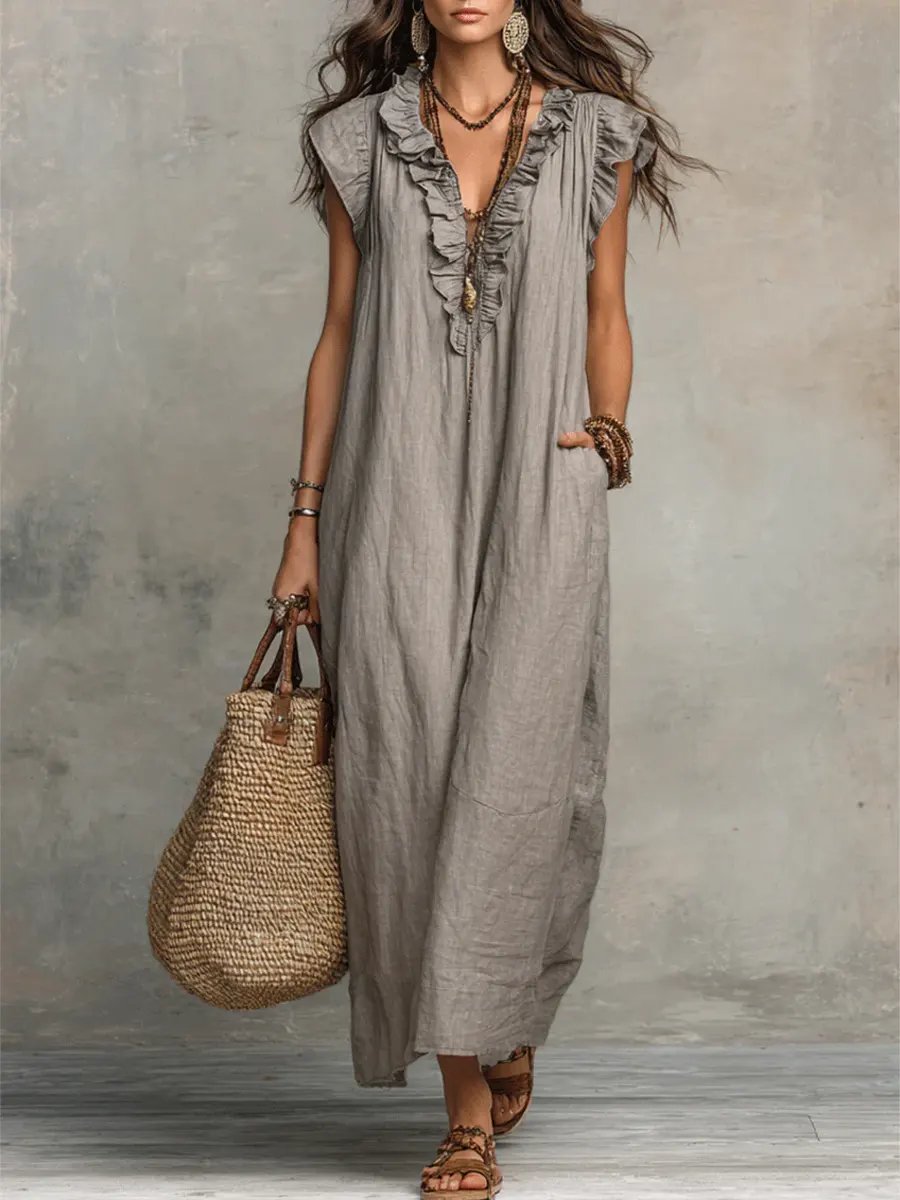 Sage™ | Flowing Ruffle Detail Maxi Dress