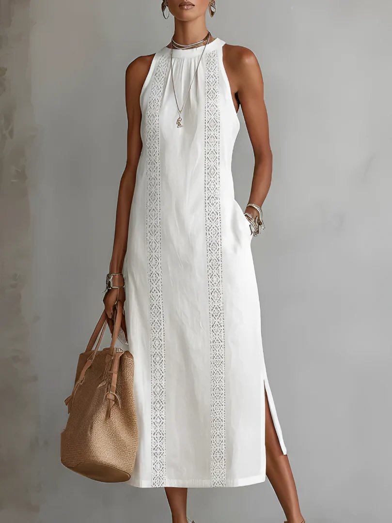 Alana™ | Flowy Midi Dress with High Neck