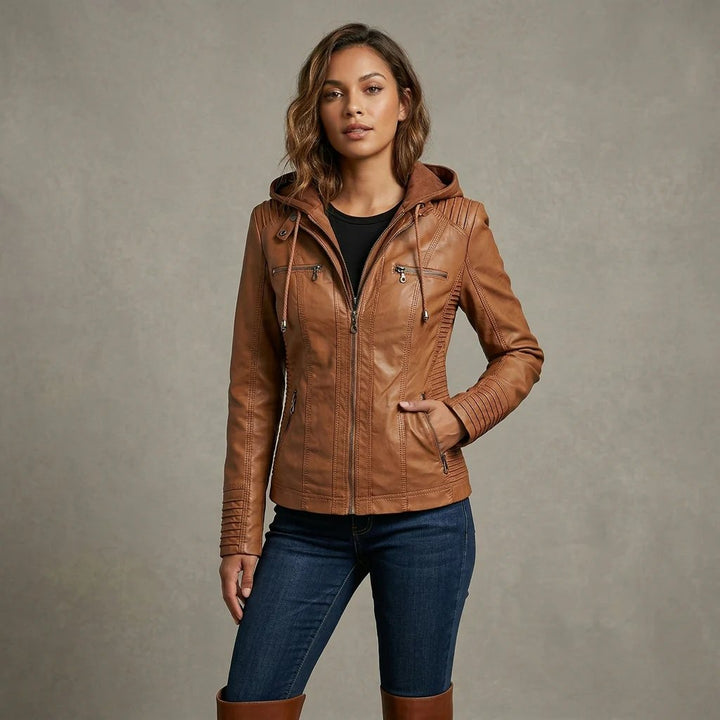 Brielle™ | Vegan Leather Fitted Spring Jacket