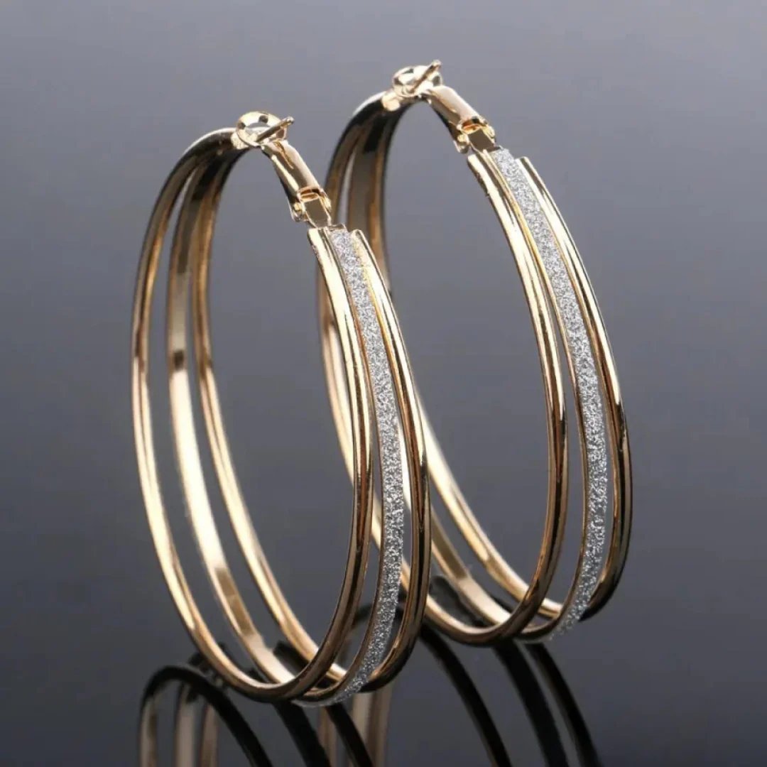 Melody™ | Retro Gold Hoop Earrings with Sparkle