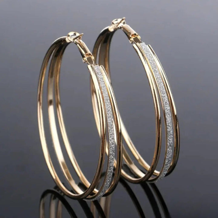 Melody™ | Retro Gold Hoop Earrings with Sparkle