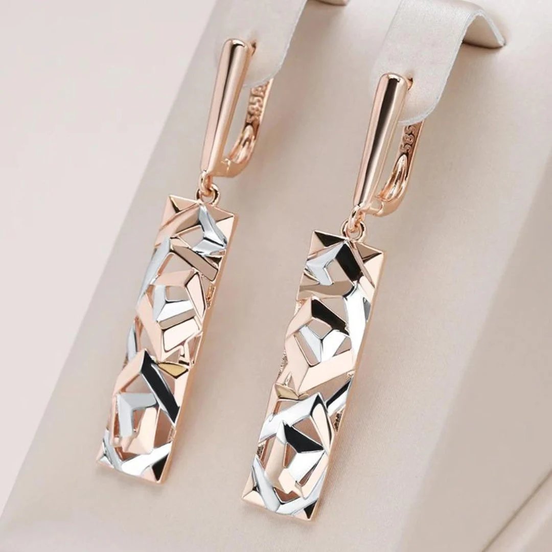 Angelina™ | Geometric Metallic Dangle Earrings