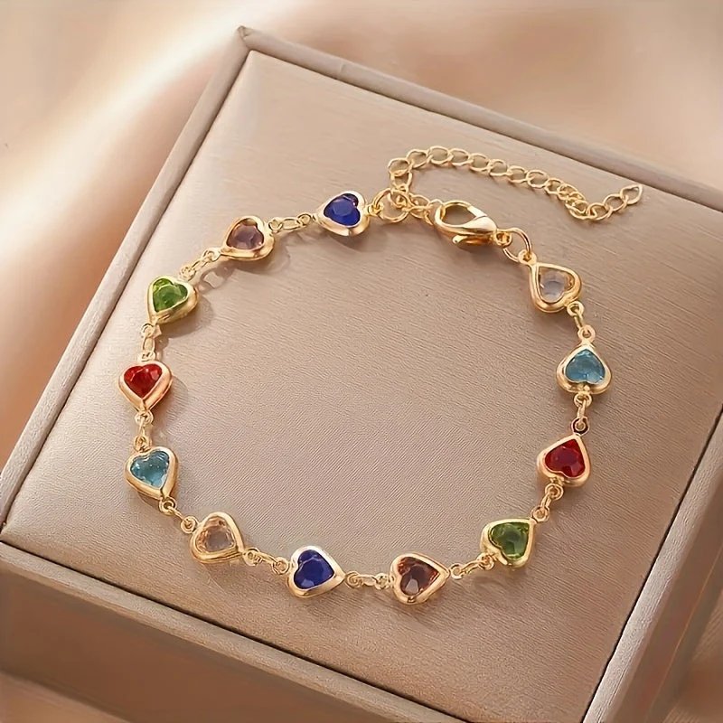 Lilly™ | Heart-Shaped Colorful Chain Bracelet