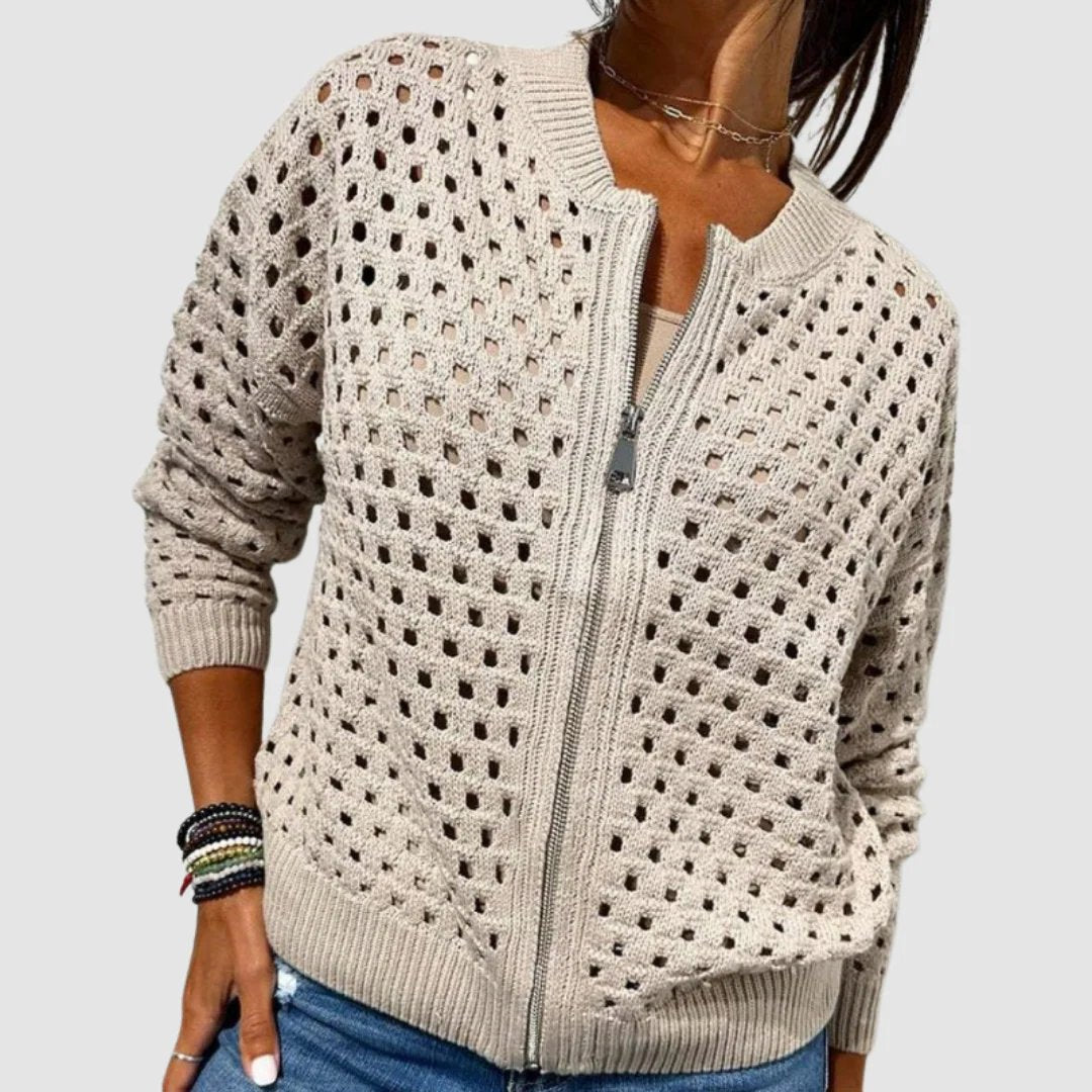 Evelyn™ | Breathable Cutout Zipper Knit Cardigan