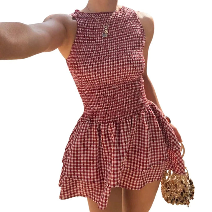 Rylee™ | Plaid Off-Shoulder Puff Sleeve Dress
