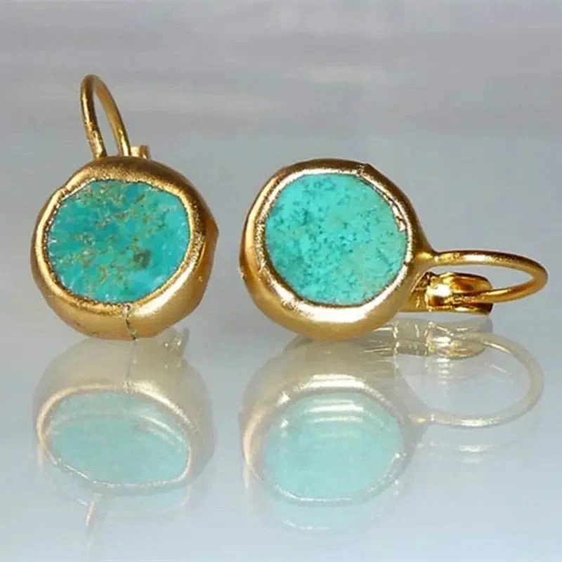 Alicia™ | Elegant Gold Earrings with Turquoise Stone
