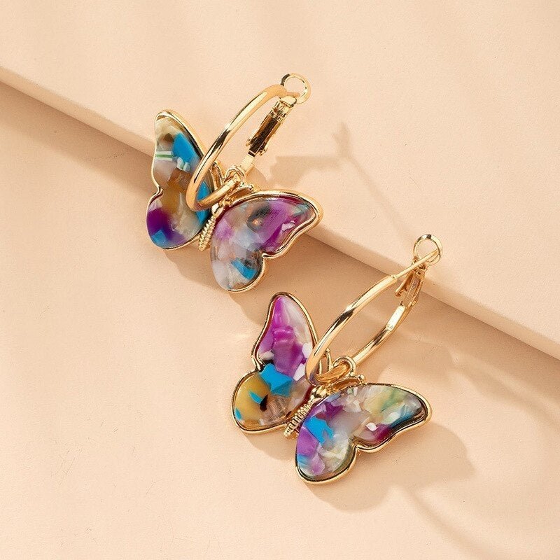 Valerie™ | Colorful Butterfly Hoop Earrings