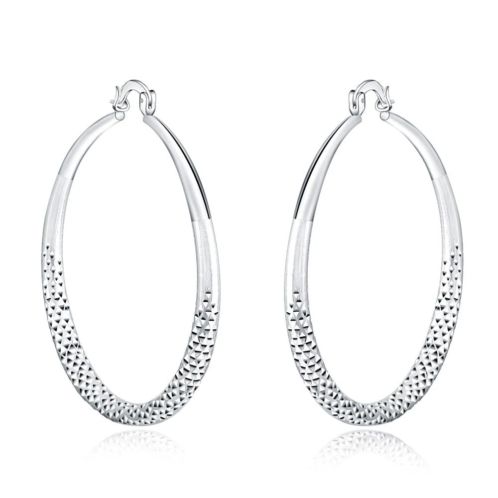 Kate™ | Silver Textured Hoop Earrings