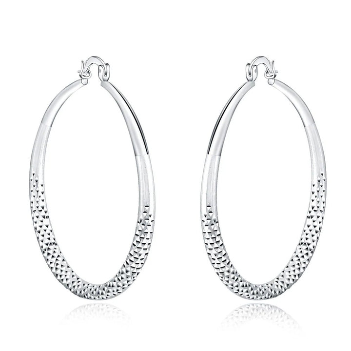 Kate™ | Silver Textured Hoop Earrings