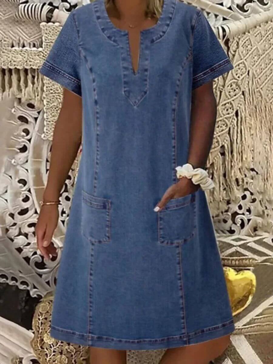 Naomi™ | V-Neck Denim Summer Dress