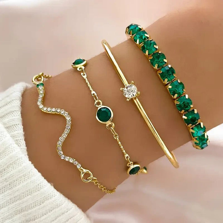 Jasmine™ | Vintage Bracelet Set with Green Zirconia