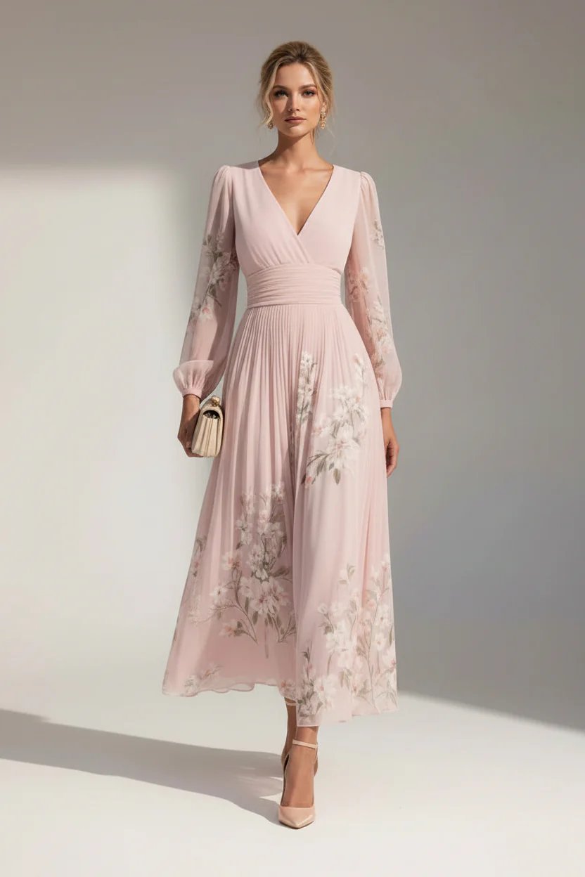 Margot™ | Floral Midi Dress with Defined Waist