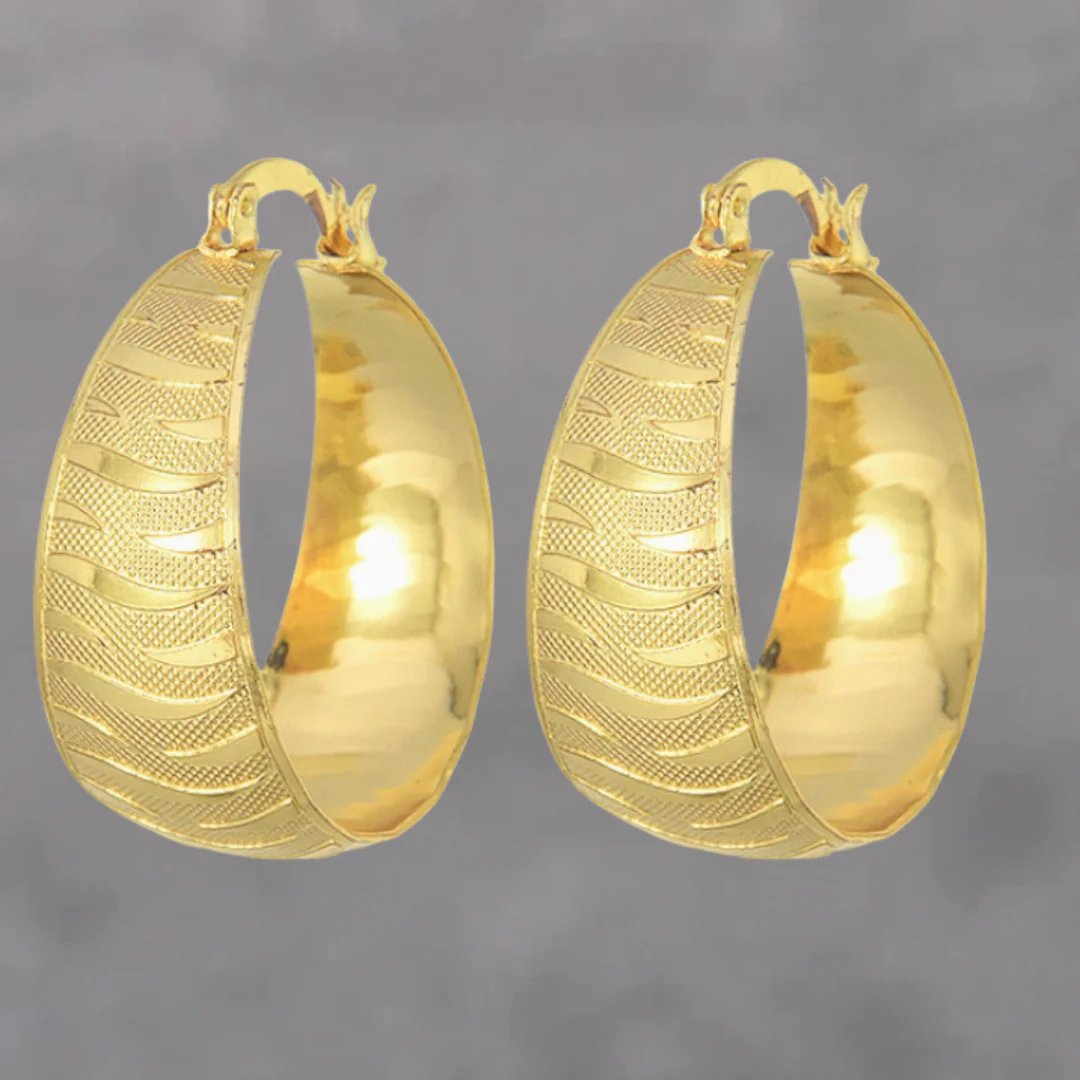 Lila™ | Elegant Textured Gold Hoop Earrings