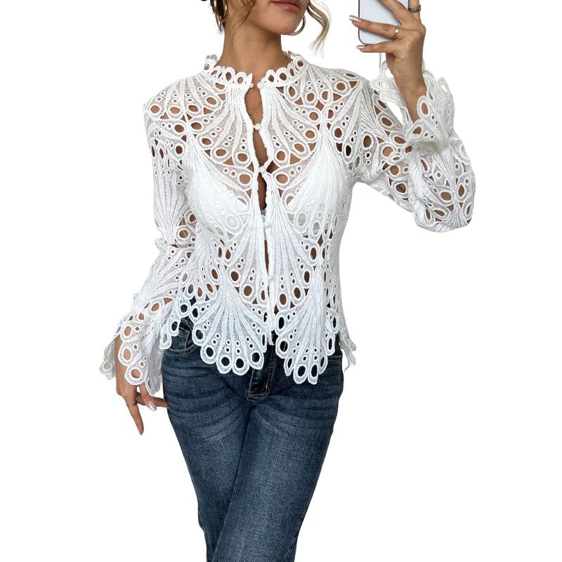 Ruby™ | Hollow Detail Long Sleeve Blouse