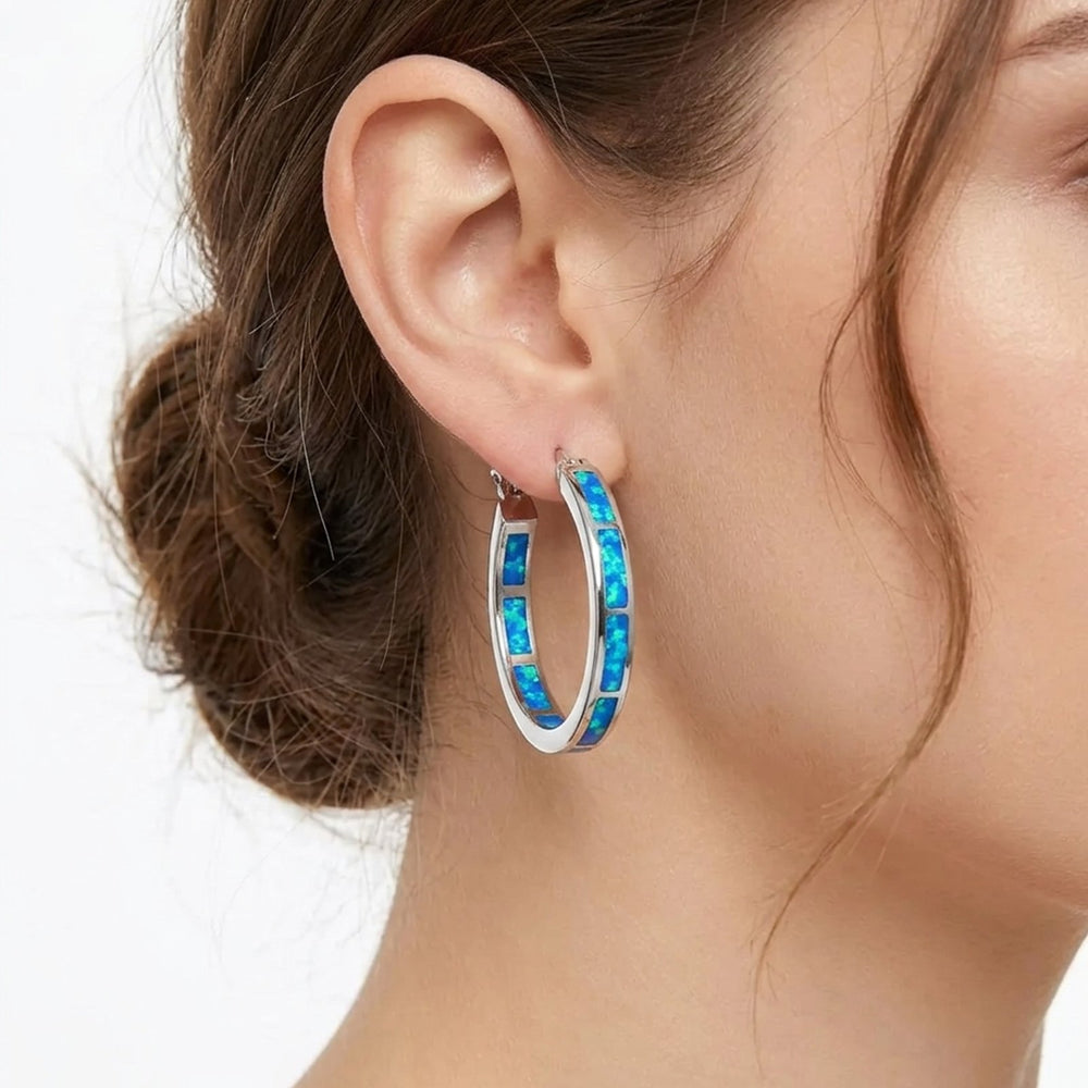 Callie™ | Chic Hoop Earrings with Fire Opal