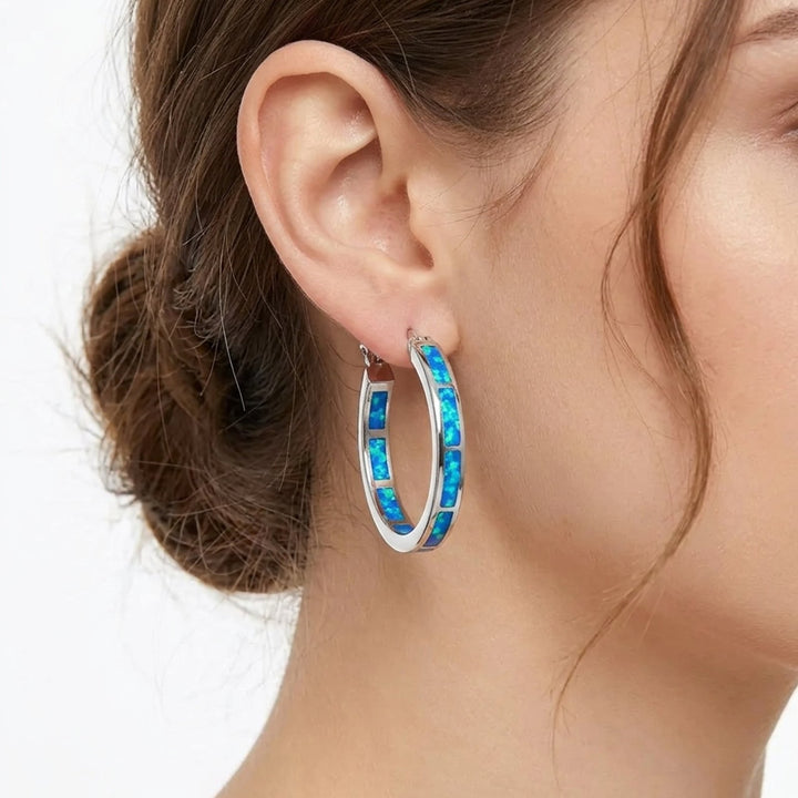 Callie™ | Chic Hoop Earrings with Fire Opal