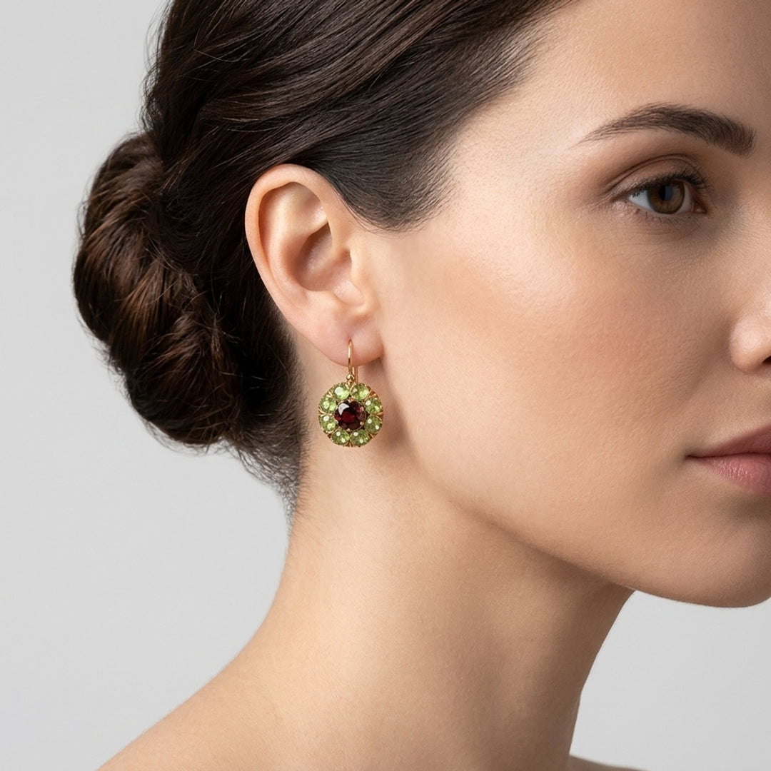 Daniella™ | Round Gemstone Drop Earrings