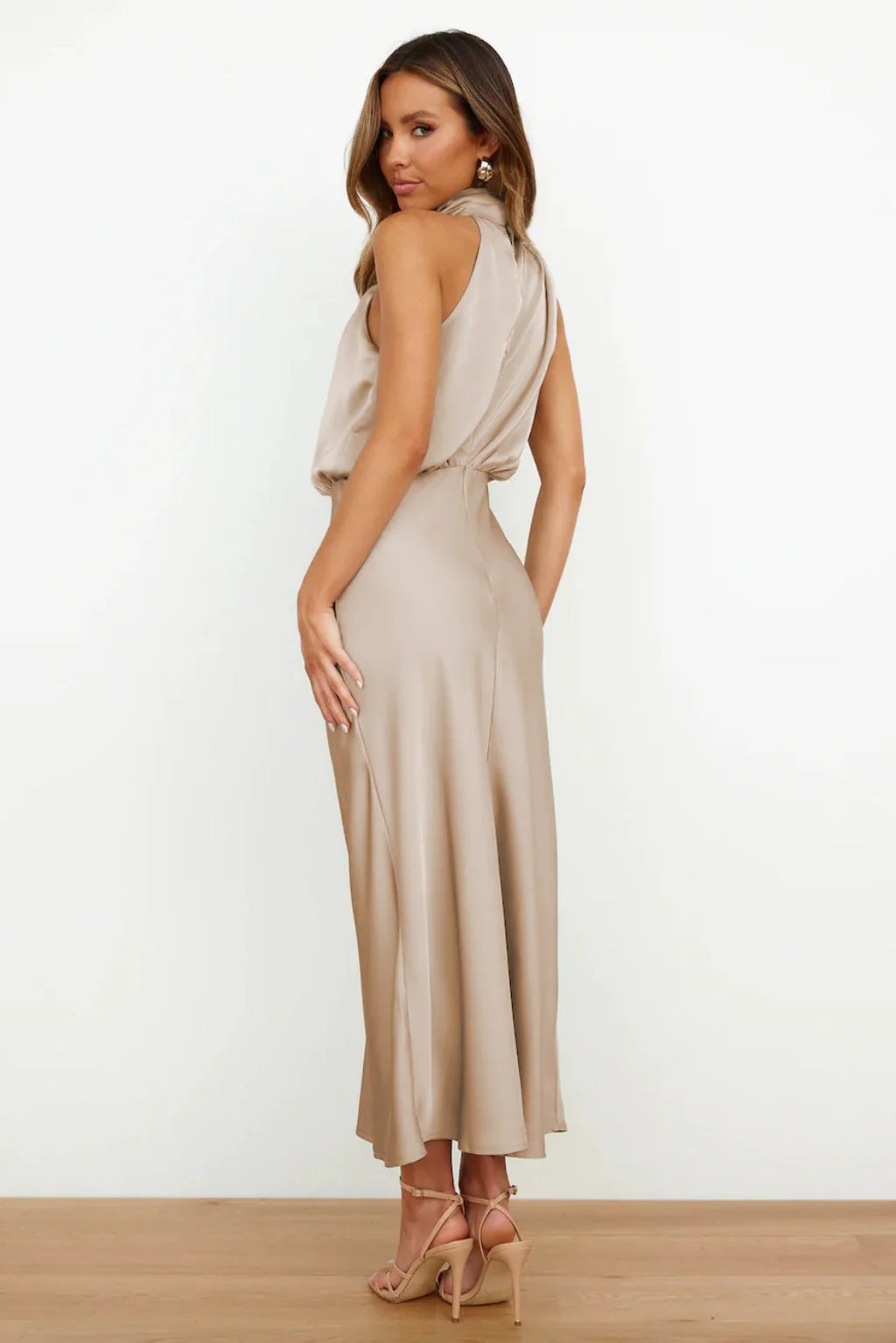 Cora™ | High Neck Draped Wedding Guest Dress