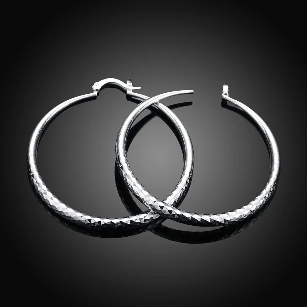 Kate™ | Silver Textured Hoop Earrings