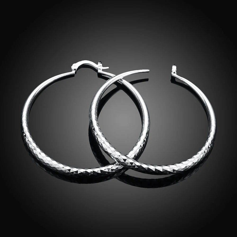 Kate™ | Silver Textured Hoop Earrings
