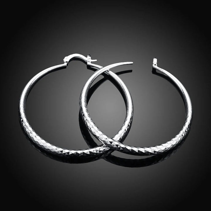 Kate™ | Silver Textured Hoop Earrings