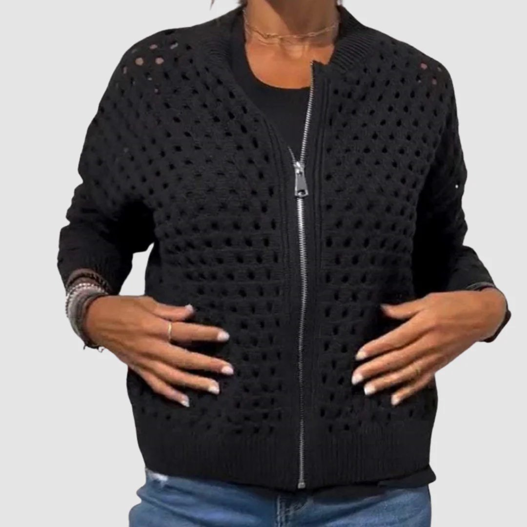 Mckenna™ | Breathable Cutout Zipper Knit Cardigan