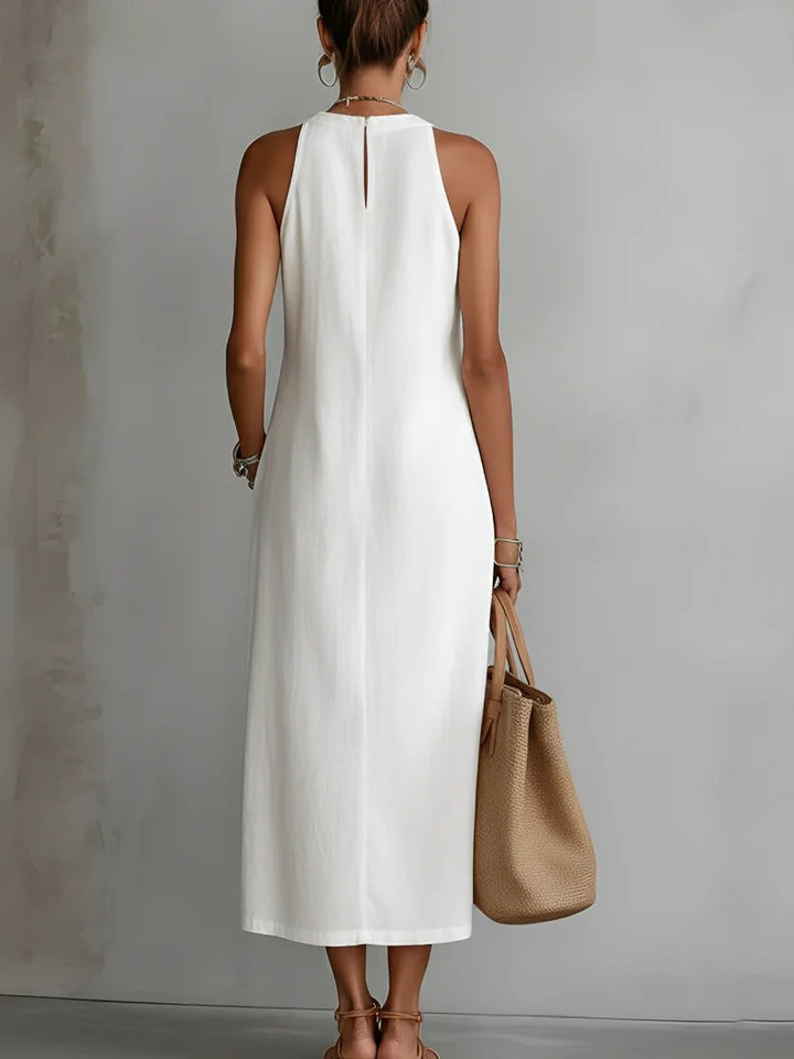 Alana™ | Flowy Midi Dress with High Neck
