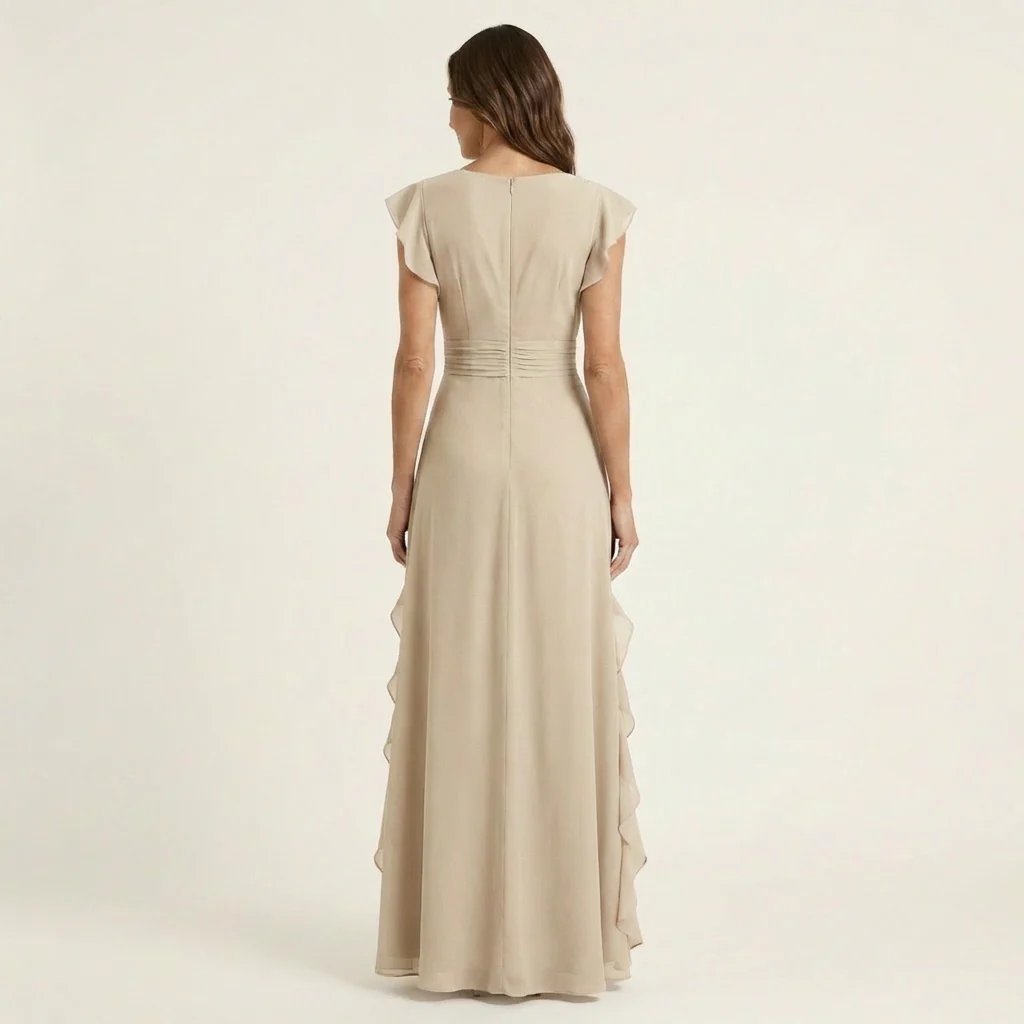 Victoria™ | Wrap V-Neck Flutter Sleeve Ruffle Maxi Dress