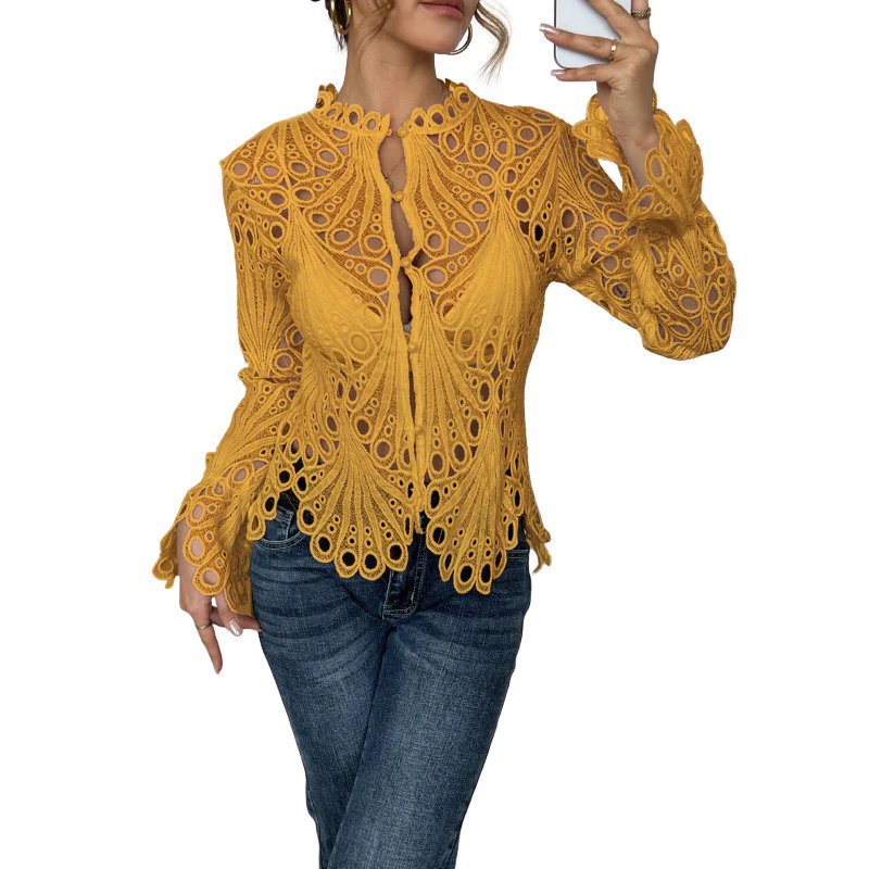 Ruby™ | Hollow Detail Long Sleeve Blouse