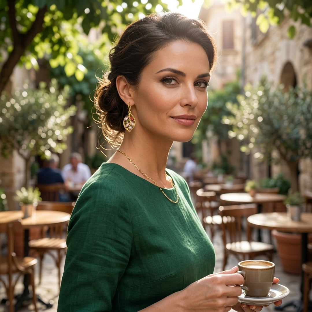 Ana™ | Vintage Multi-Stone Leaf Earrings