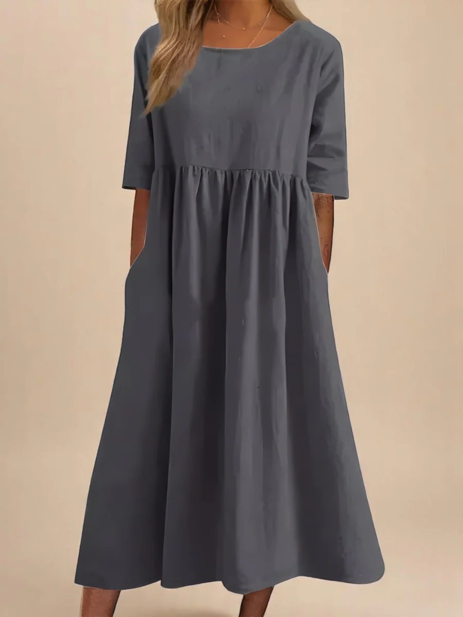 Gia™ | Relaxed Round Neck Mid Sleeve Dress