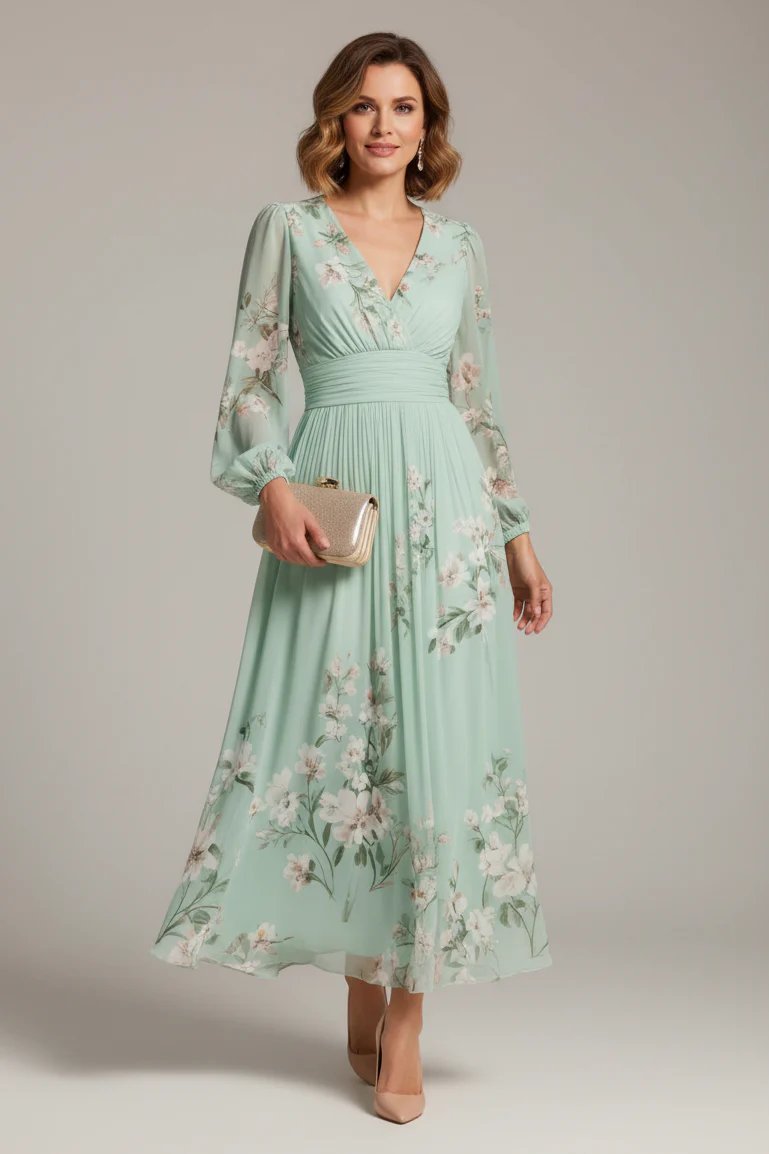 Margot™ | Floral Midi Dress with Defined Waist