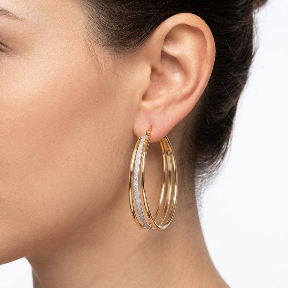 Melody™ | Retro Gold Hoop Earrings with Sparkle