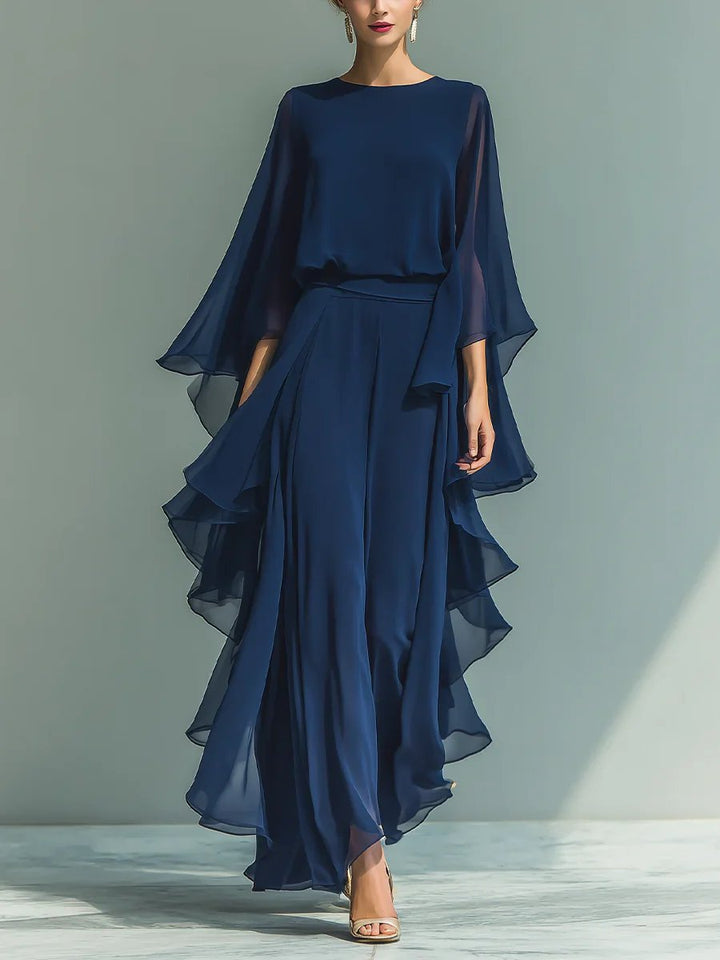 Evelyn™ | Bell Sleeve Ruffle Two Piece Set