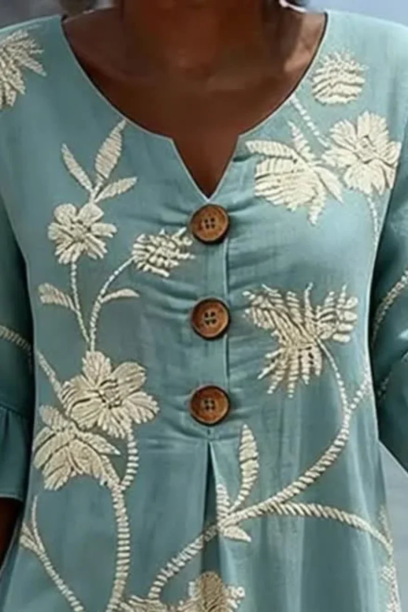 Riley™ | Embroidered Botanical Midi Dress