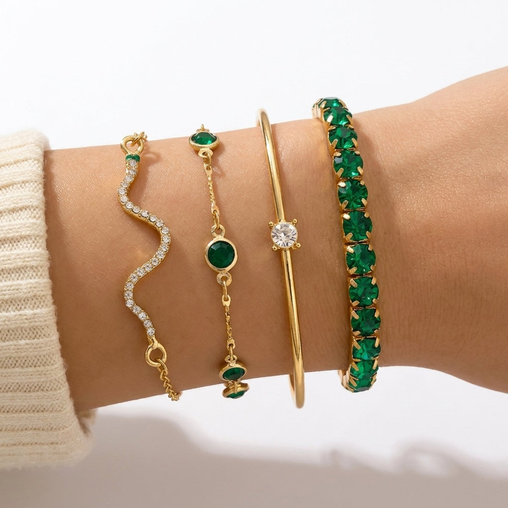 Jasmine™ | Vintage Bracelet Set with Green Zirconia