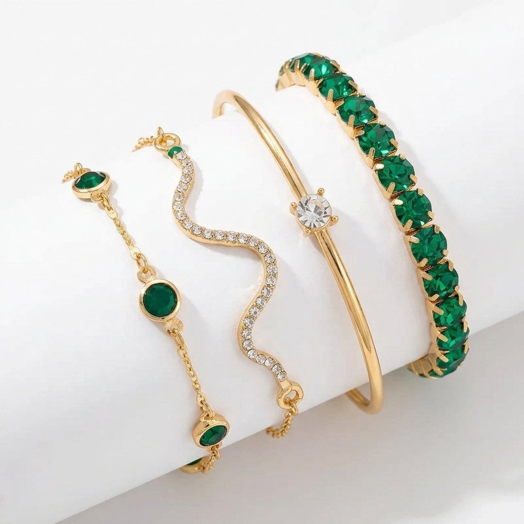 Jasmine™ | Vintage Bracelet Set with Green Zirconia